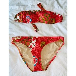 EUC J. Crew Printed Bandeau Bikini Swim Suit